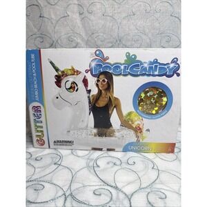 Poolcandy Rainbow Glitter Unicorn Jumbo Beach And Pool Tube 48"